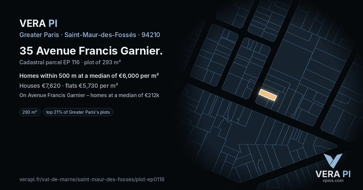 35 Avenue Francis Garnier, Saint-Maur-des-Fossés at night – the plot lit, the parcels around coloured by the prices near them