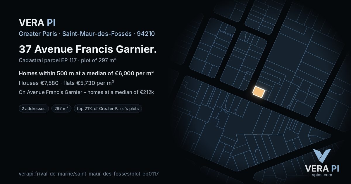 37 Avenue Francis Garnier, Saint-Maur-des-Fossés at night – the plot lit, the parcels around coloured by the prices near them