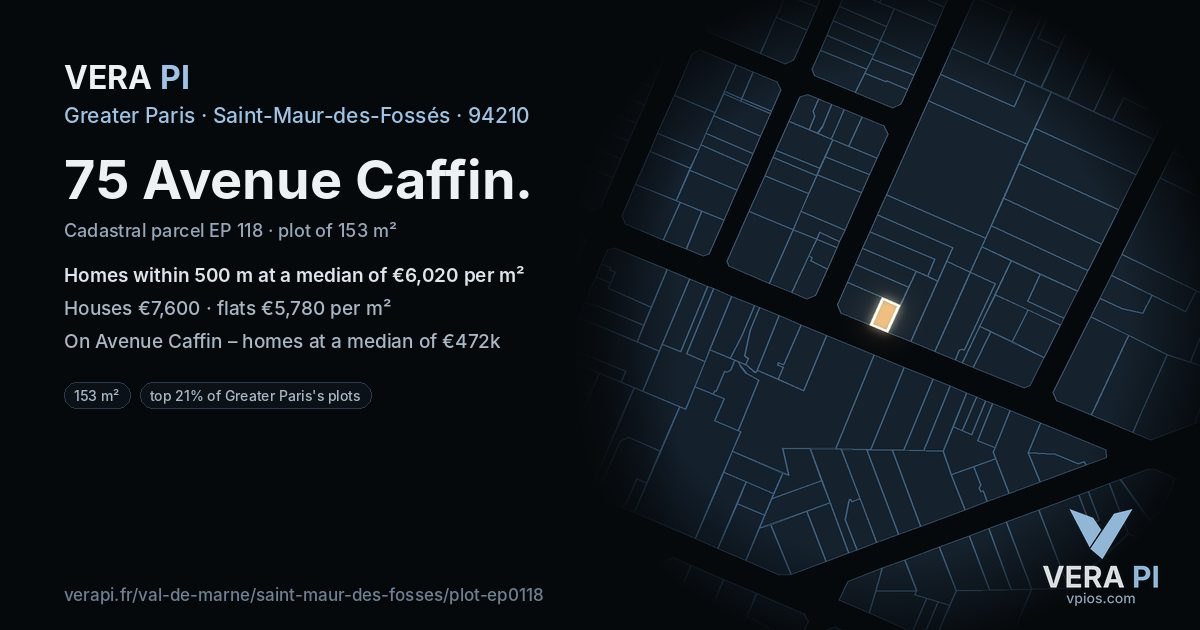 75 Avenue Caffin, Saint-Maur-des-Fossés at night – the plot lit, the parcels around coloured by the prices near them