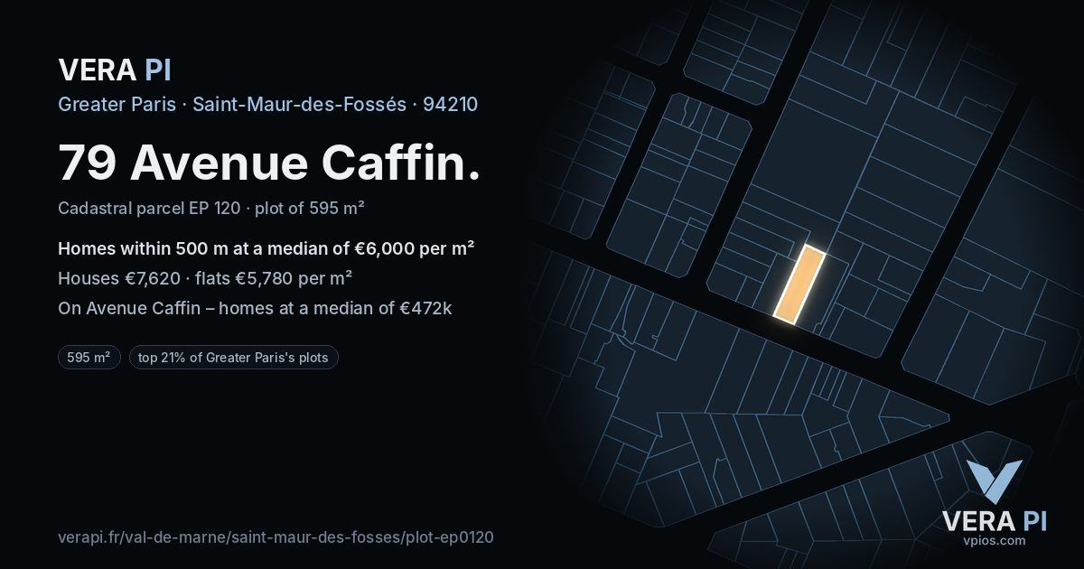 79 Avenue Caffin, Saint-Maur-des-Fossés at night – the plot lit, the parcels around coloured by the prices near them