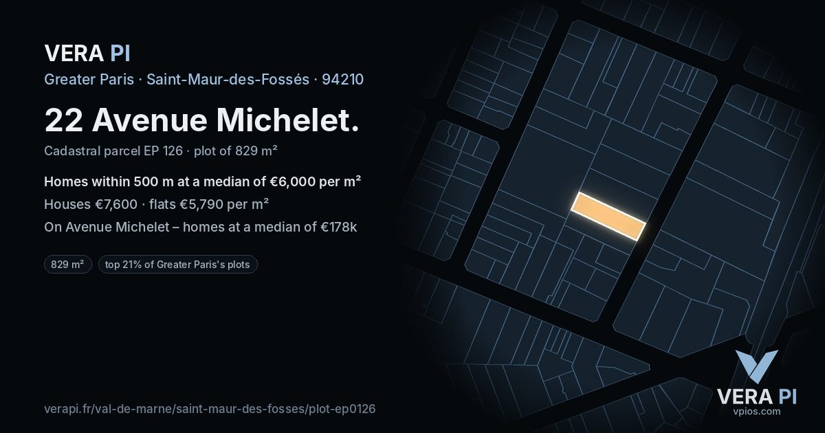 22 Avenue Michelet, Saint-Maur-des-Fossés at night – the plot lit, the parcels around coloured by the prices near them