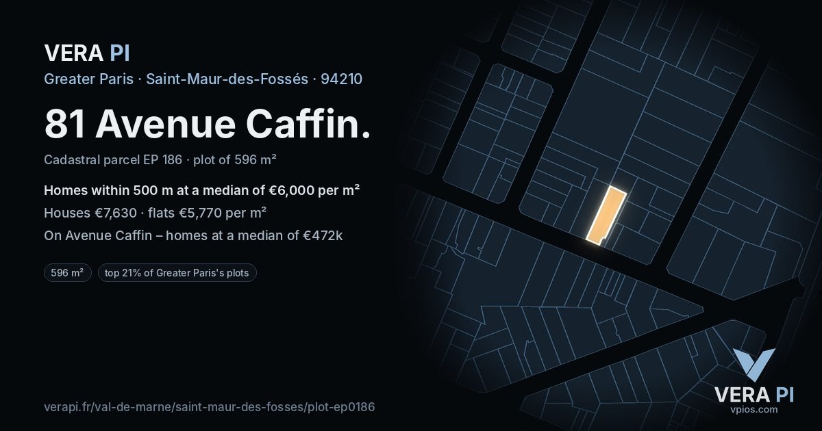 81 Avenue Caffin, Saint-Maur-des-Fossés at night – the plot lit, the parcels around coloured by the prices near them