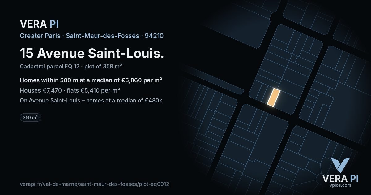 15 Avenue Saint-Louis, Saint-Maur-des-Fossés at night – the plot lit, the parcels around coloured by the prices near them