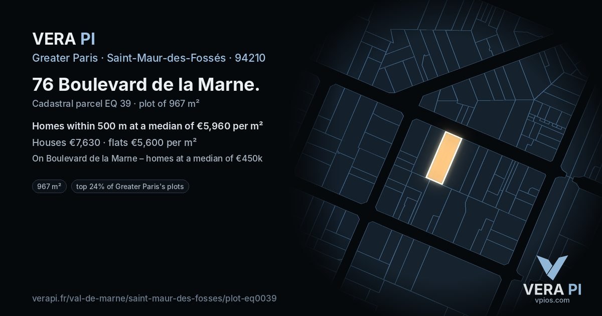 76 Boulevard de la Marne, Saint-Maur-des-Fossés at night – the plot lit, the parcels around coloured by the prices near them