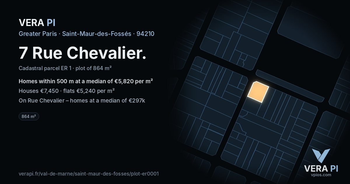 7 Rue Chevalier, Saint-Maur-des-Fossés at night – the plot lit, the parcels around coloured by the prices near them