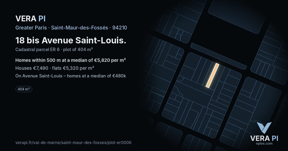 18 bis Avenue Saint-Louis, Saint-Maur-des-Fossés at night – the plot lit, the parcels around coloured by the prices near them