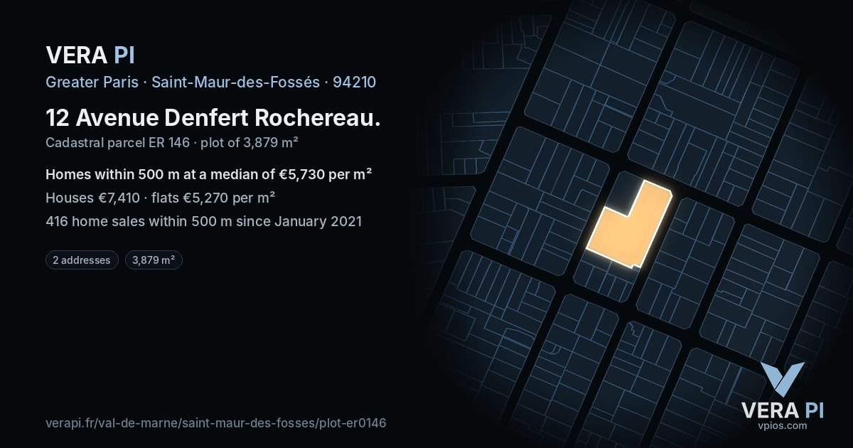 12 Avenue Denfert Rochereau, Saint-Maur-des-Fossés at night – the plot lit, the parcels around coloured by the prices near them