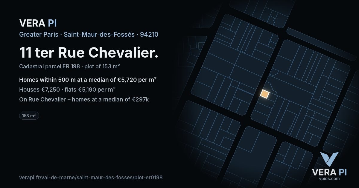 11 ter Rue Chevalier, Saint-Maur-des-Fossés at night – the plot lit, the parcels around coloured by the prices near them
