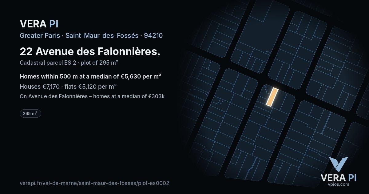 22 Avenue des Falonnières, Saint-Maur-des-Fossés at night – the plot lit, the parcels around coloured by the prices near them