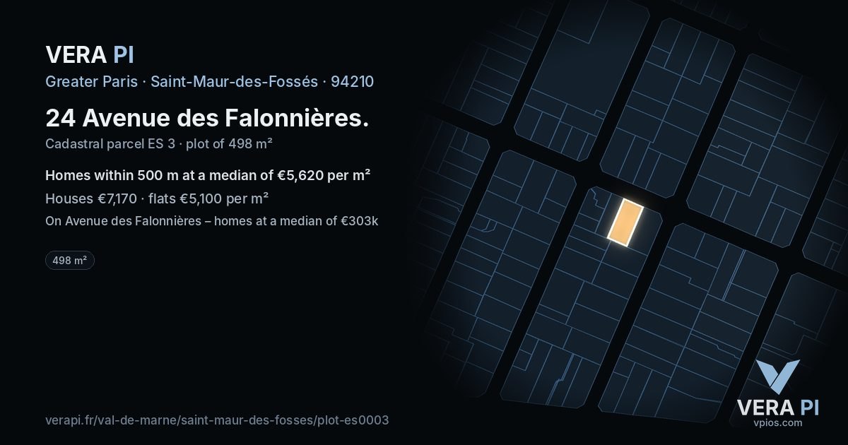24 Avenue des Falonnières, Saint-Maur-des-Fossés at night – the plot lit, the parcels around coloured by the prices near them