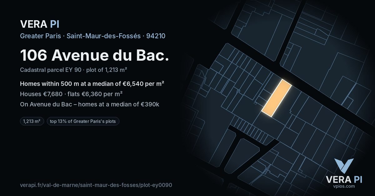 106 Avenue du Bac, Saint-Maur-des-Fossés at night – the plot lit, the parcels around coloured by the prices near them
