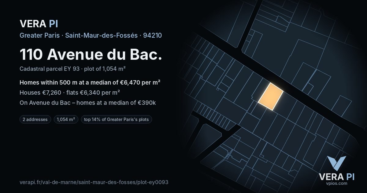 110 Avenue du Bac, Saint-Maur-des-Fossés at night – the plot lit, the parcels around coloured by the prices near them