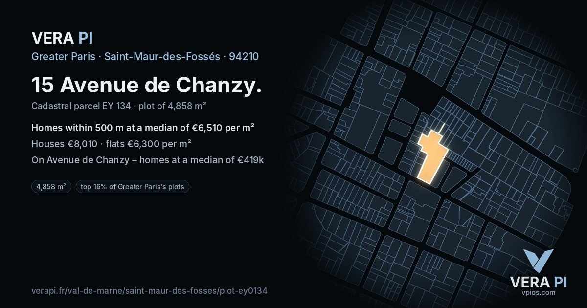 15 Avenue de Chanzy, Saint-Maur-des-Fossés at night – the plot lit, the parcels around coloured by the prices near them
