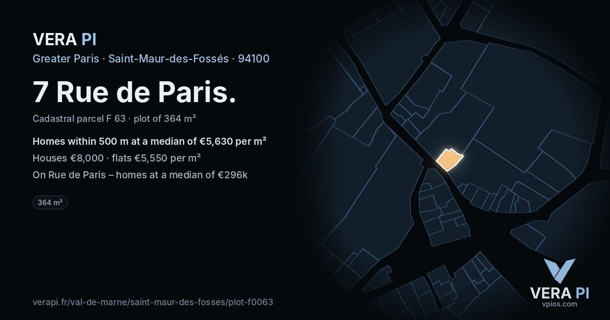 7 Rue de Paris, Saint-Maur-des-Fossés at night – the plot lit, the parcels around coloured by the prices near them