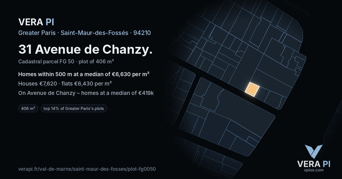 31 Avenue de Chanzy, Saint-Maur-des-Fossés at night – the plot lit, the parcels around coloured by the prices near them