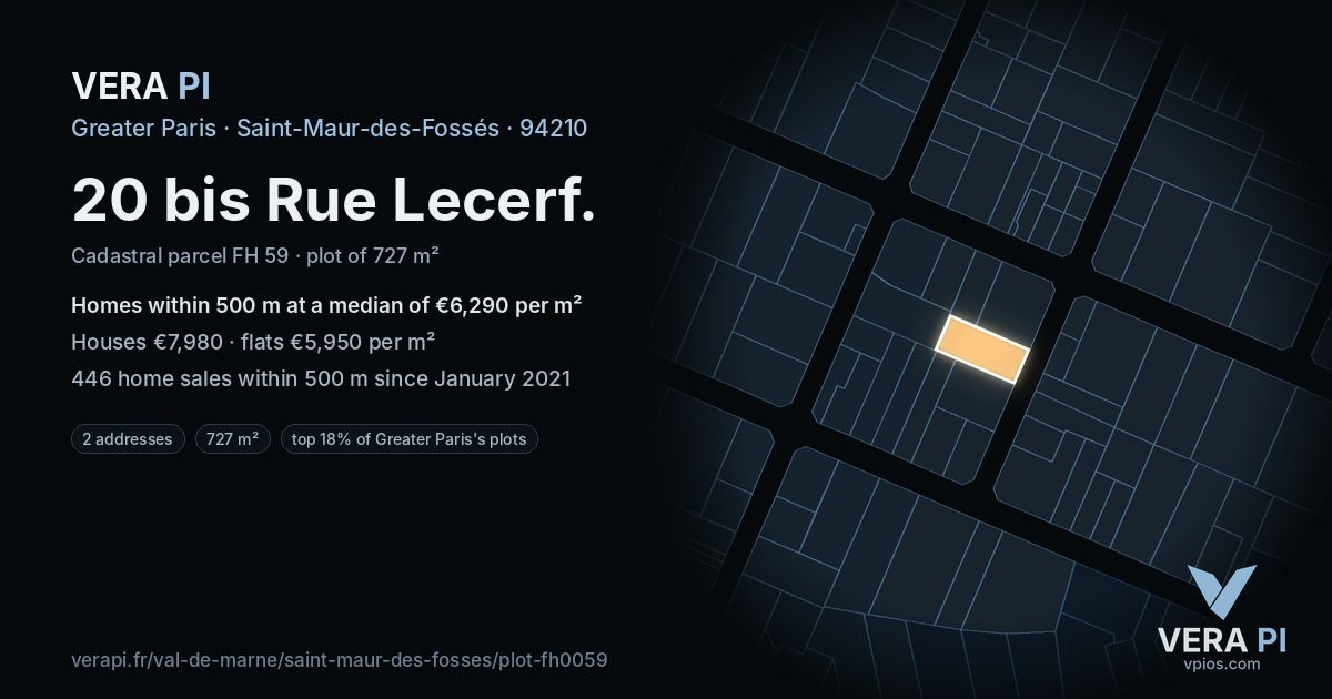 20 bis Rue Lecerf, Saint-Maur-des-Fossés at night – the plot lit, the parcels around coloured by the prices near them
