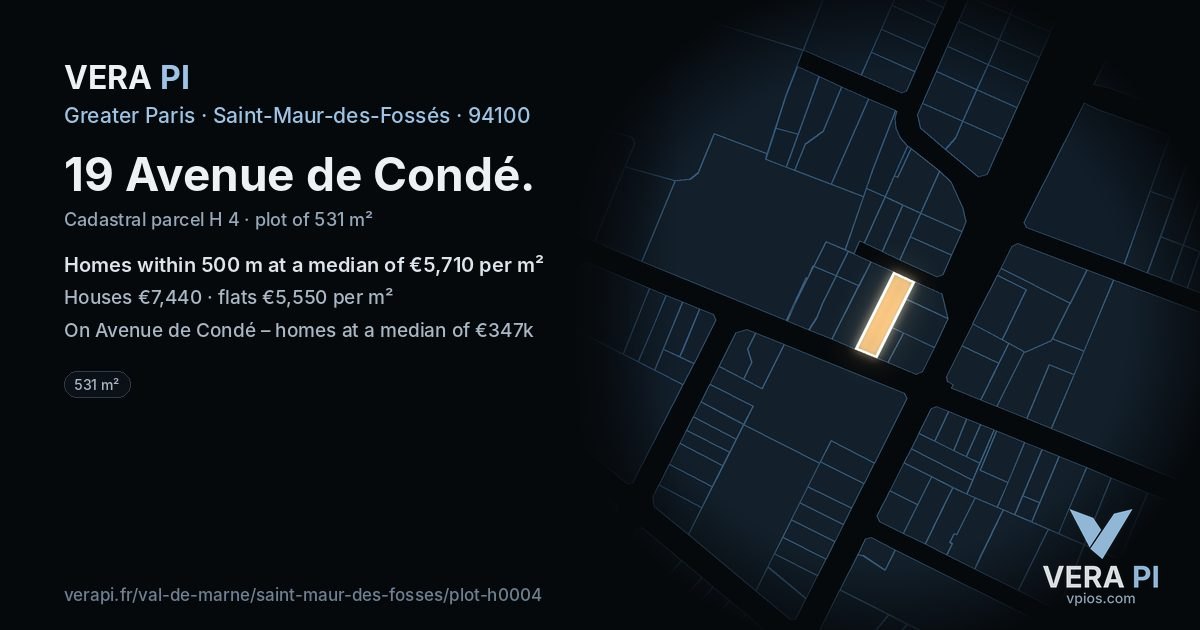 19 Avenue de Condé, Saint-Maur-des-Fossés at night – the plot lit, the parcels around coloured by the prices near them