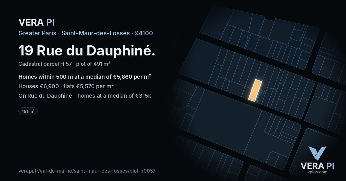 19 Rue du Dauphiné, Saint-Maur-des-Fossés at night – the plot lit, the parcels around coloured by the prices near them