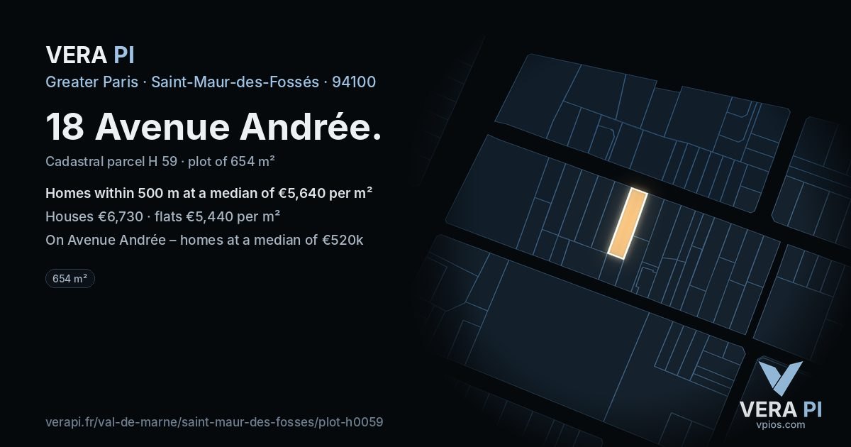 18 Avenue Andrée, Saint-Maur-des-Fossés at night – the plot lit, the parcels around coloured by the prices near them