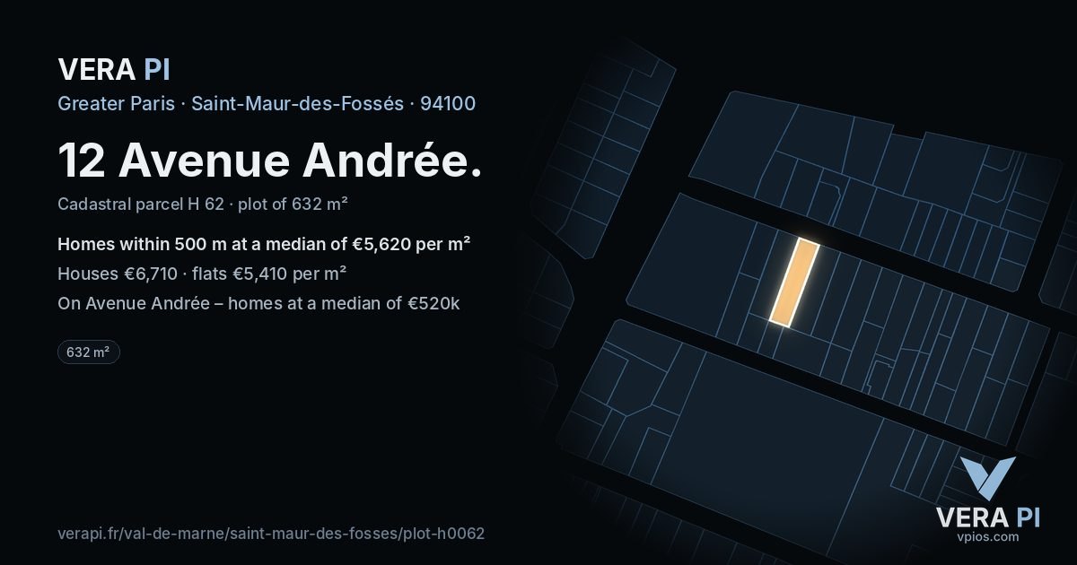12 Avenue Andrée, Saint-Maur-des-Fossés at night – the plot lit, the parcels around coloured by the prices near them