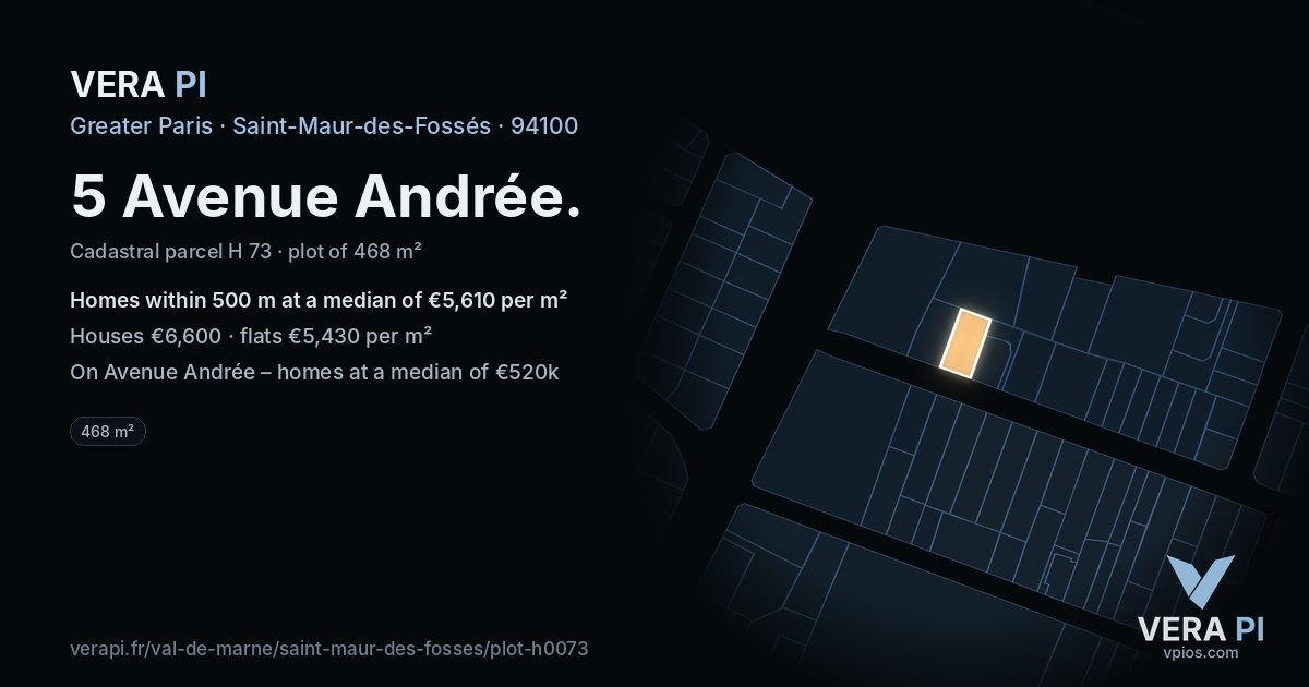 5 Avenue Andrée, Saint-Maur-des-Fossés at night – the plot lit, the parcels around coloured by the prices near them