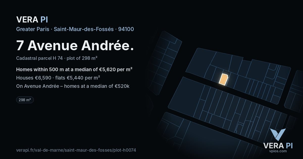 7 Avenue Andrée, Saint-Maur-des-Fossés at night – the plot lit, the parcels around coloured by the prices near them