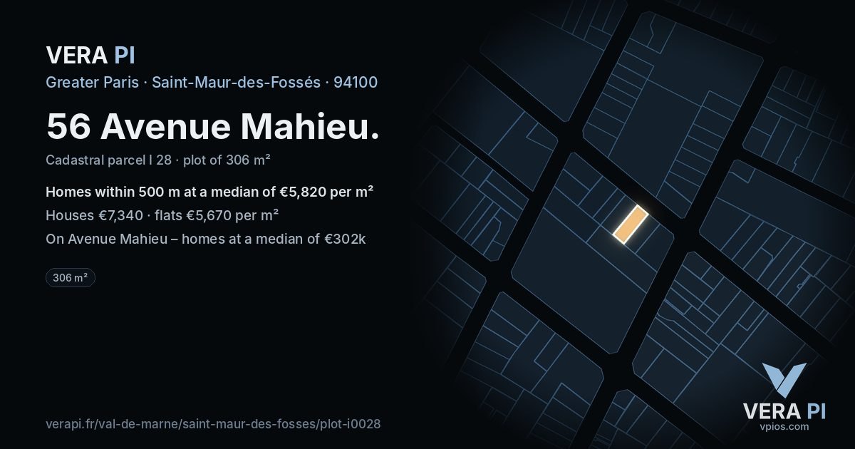 56 Avenue Mahieu, Saint-Maur-des-Fossés at night – the plot lit, the parcels around coloured by the prices near them