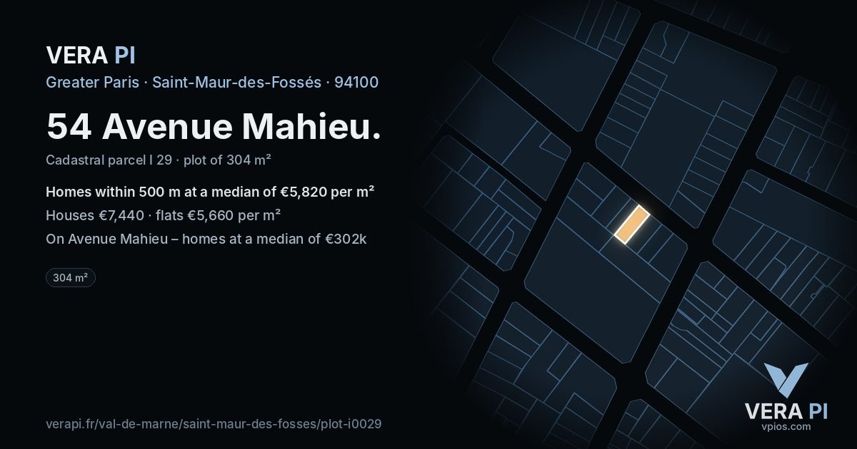 54 Avenue Mahieu, Saint-Maur-des-Fossés at night – the plot lit, the parcels around coloured by the prices near them