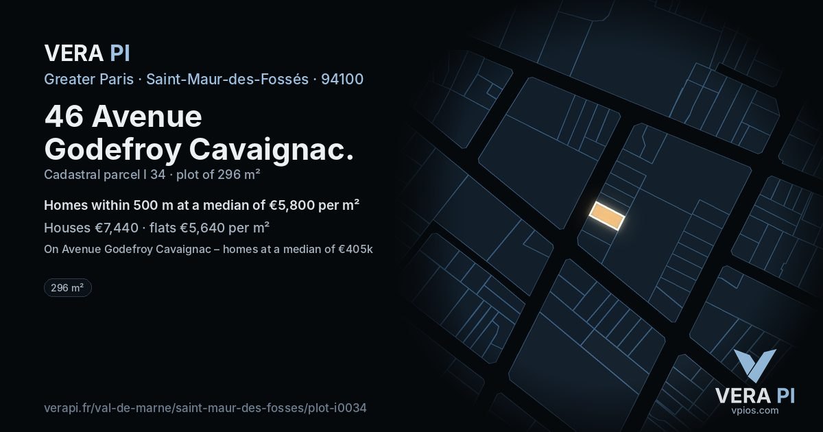 46 Avenue Godefroy Cavaignac, Saint-Maur-des-Fossés at night – the plot lit, the parcels around coloured by the prices near them