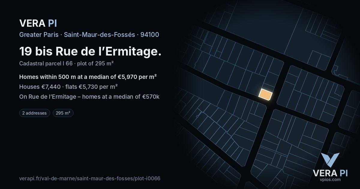 19 bis Rue de l’Ermitage, Saint-Maur-des-Fossés at night – the plot lit, the parcels around coloured by the prices near them