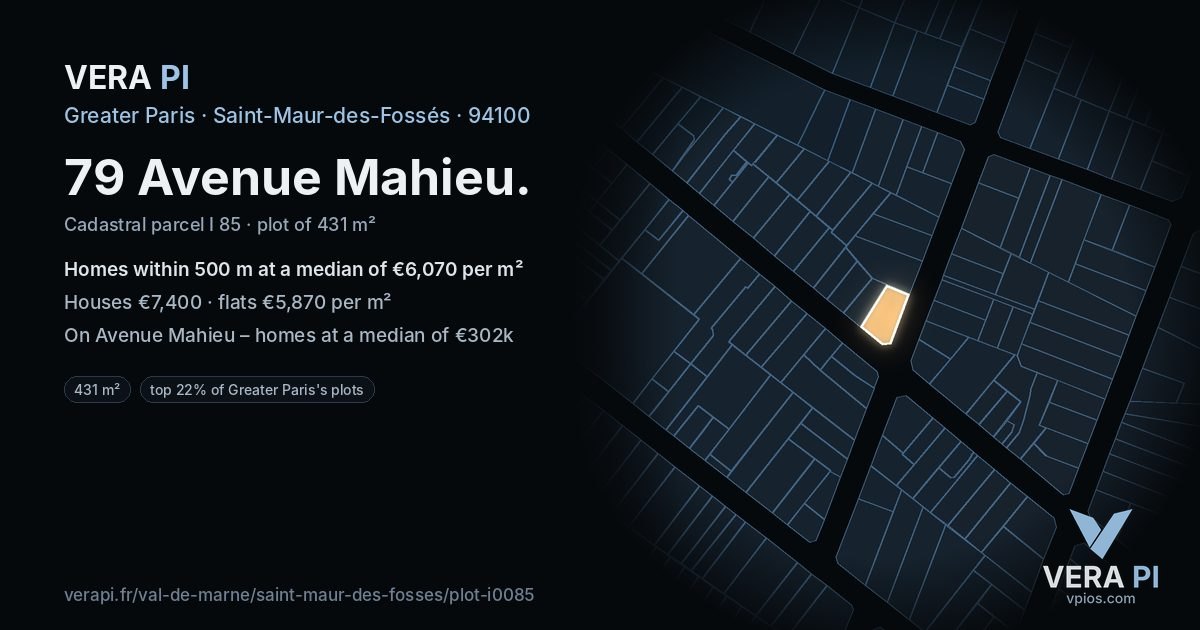 79 Avenue Mahieu, Saint-Maur-des-Fossés at night – the plot lit, the parcels around coloured by the prices near them