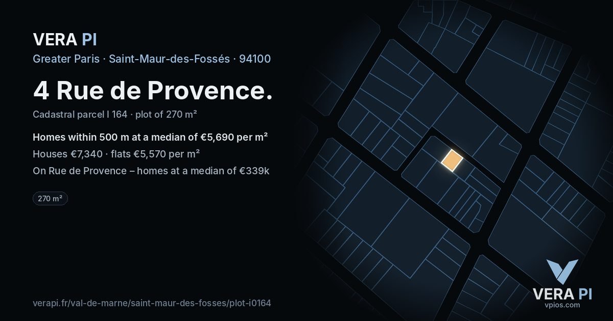 4 Rue de Provence, Saint-Maur-des-Fossés at night – the plot lit, the parcels around coloured by the prices near them