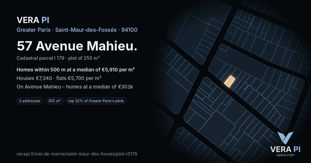 57 Avenue Mahieu, Saint-Maur-des-Fossés at night – the plot lit, the parcels around coloured by the prices near them