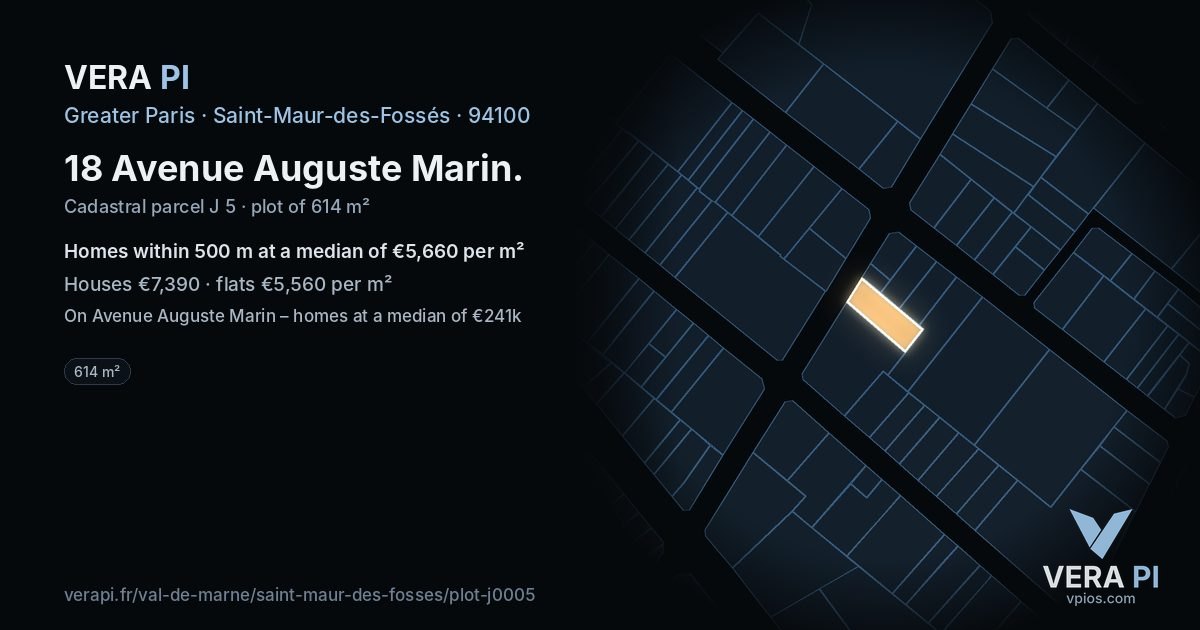 18 Avenue Auguste Marin, Saint-Maur-des-Fossés at night – the plot lit, the parcels around coloured by the prices near them