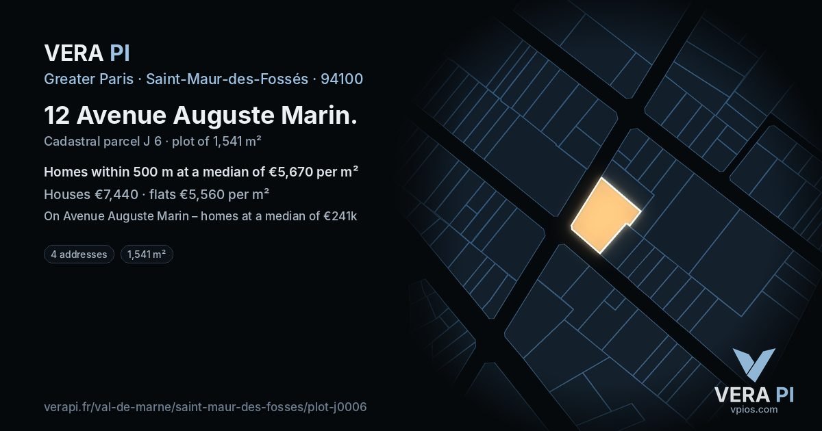 12 Avenue Auguste Marin, Saint-Maur-des-Fossés at night – the plot lit, the parcels around coloured by the prices near them