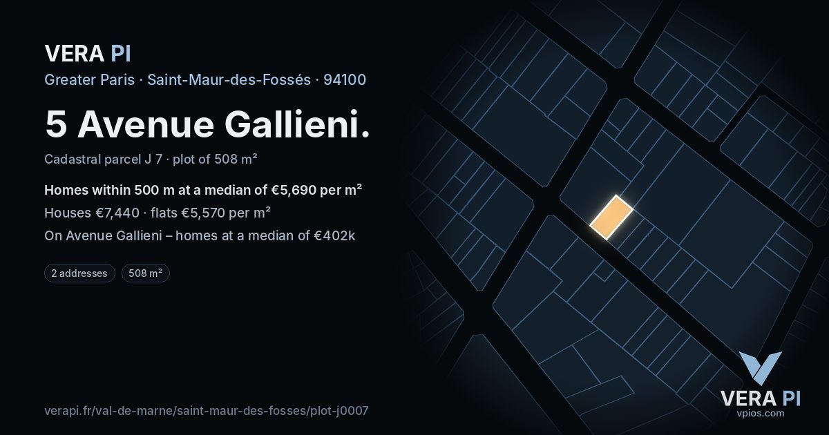 5 Avenue Gallieni, Saint-Maur-des-Fossés at night – the plot lit, the parcels around coloured by the prices near them