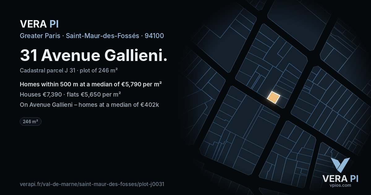 31 Avenue Gallieni, Saint-Maur-des-Fossés at night – the plot lit, the parcels around coloured by the prices near them