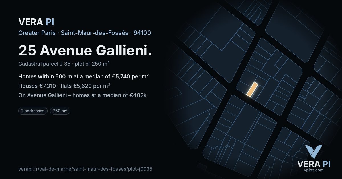 25 Avenue Gallieni, Saint-Maur-des-Fossés at night – the plot lit, the parcels around coloured by the prices near them