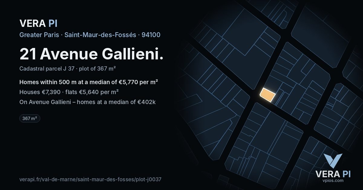 21 Avenue Gallieni, Saint-Maur-des-Fossés at night – the plot lit, the parcels around coloured by the prices near them