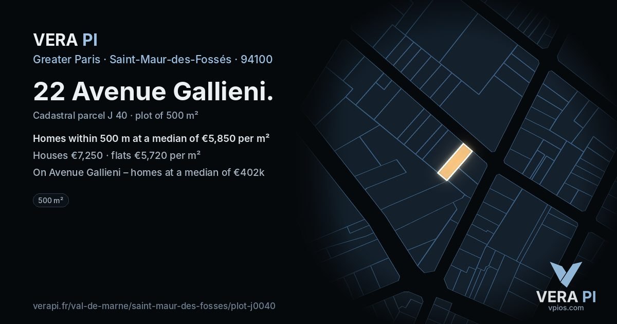 22 Avenue Gallieni, Saint-Maur-des-Fossés at night – the plot lit, the parcels around coloured by the prices near them