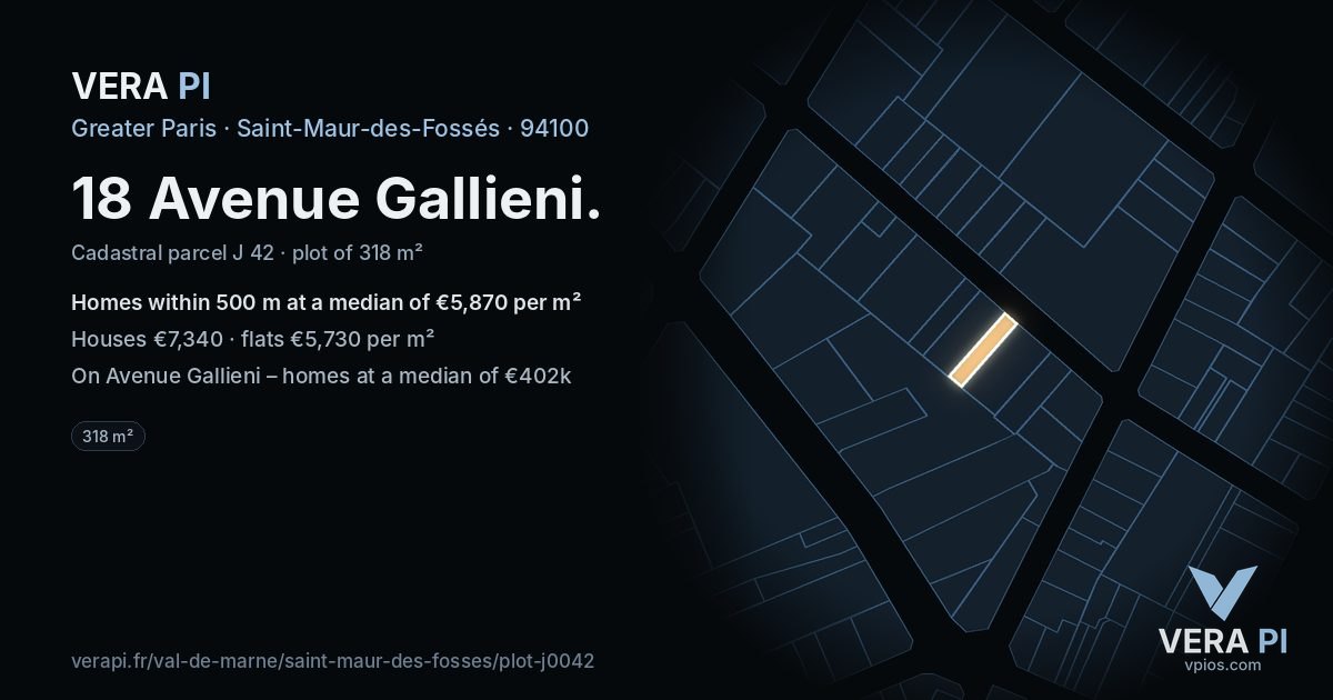 18 Avenue Gallieni, Saint-Maur-des-Fossés at night – the plot lit, the parcels around coloured by the prices near them