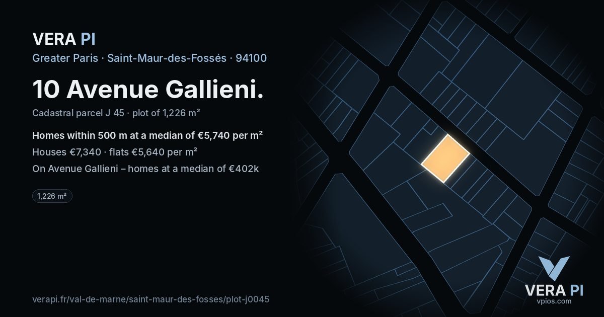 10 Avenue Gallieni, Saint-Maur-des-Fossés at night – the plot lit, the parcels around coloured by the prices near them
