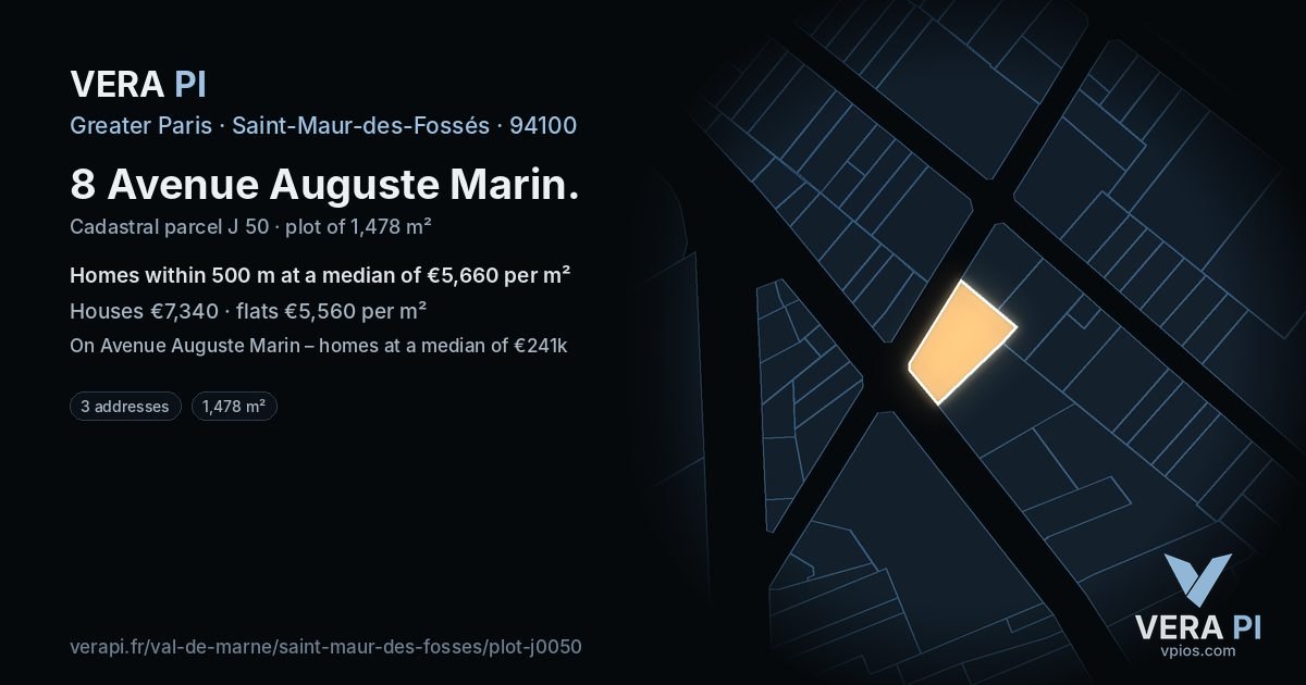 8 Avenue Auguste Marin, Saint-Maur-des-Fossés at night – the plot lit, the parcels around coloured by the prices near them