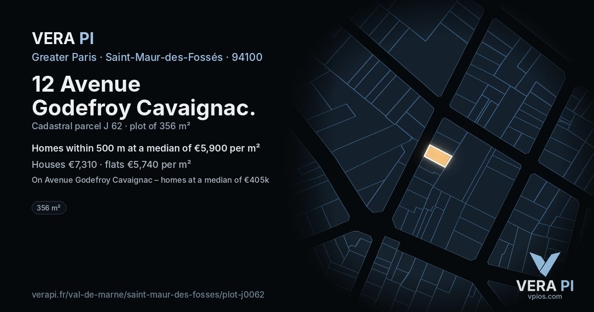 12 Avenue Godefroy Cavaignac, Saint-Maur-des-Fossés at night – the plot lit, the parcels around coloured by the prices near them