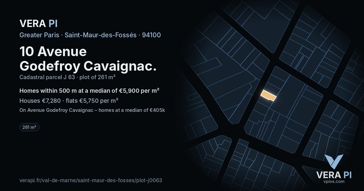 10 Avenue Godefroy Cavaignac, Saint-Maur-des-Fossés at night – the plot lit, the parcels around coloured by the prices near them