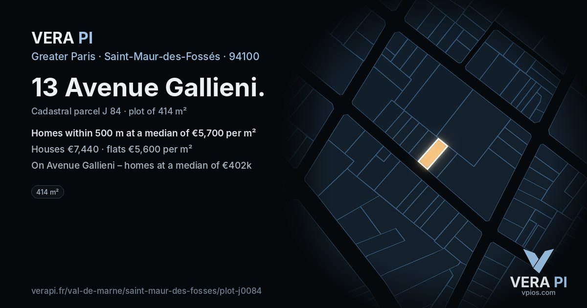 13 Avenue Gallieni, Saint-Maur-des-Fossés at night – the plot lit, the parcels around coloured by the prices near them