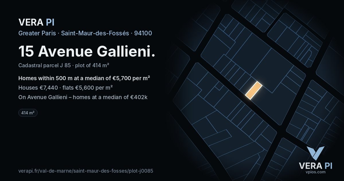 15 Avenue Gallieni, Saint-Maur-des-Fossés at night – the plot lit, the parcels around coloured by the prices near them