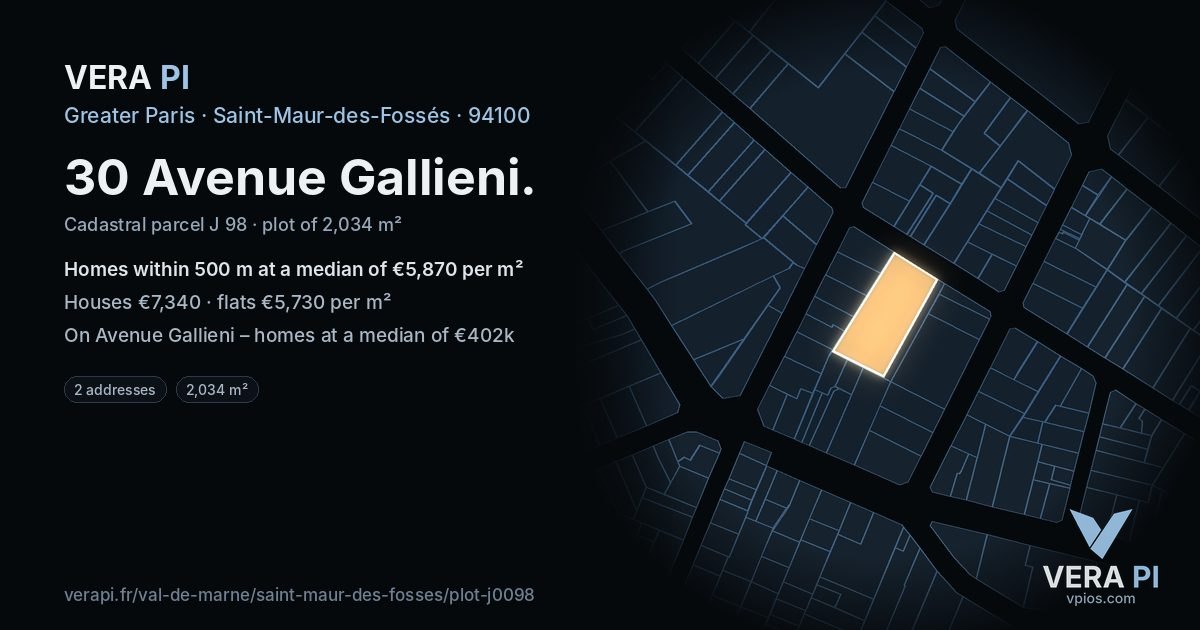 30 Avenue Gallieni, Saint-Maur-des-Fossés at night – the plot lit, the parcels around coloured by the prices near them