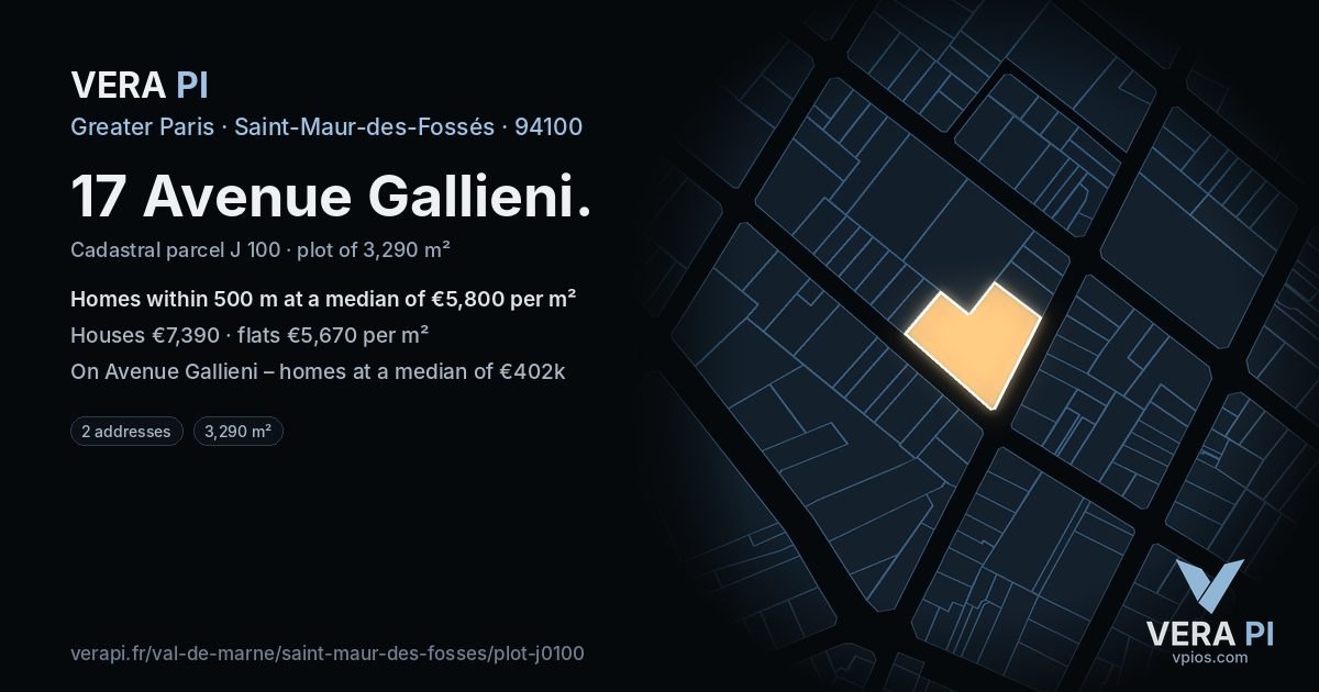 17 Avenue Gallieni, Saint-Maur-des-Fossés at night – the plot lit, the parcels around coloured by the prices near them