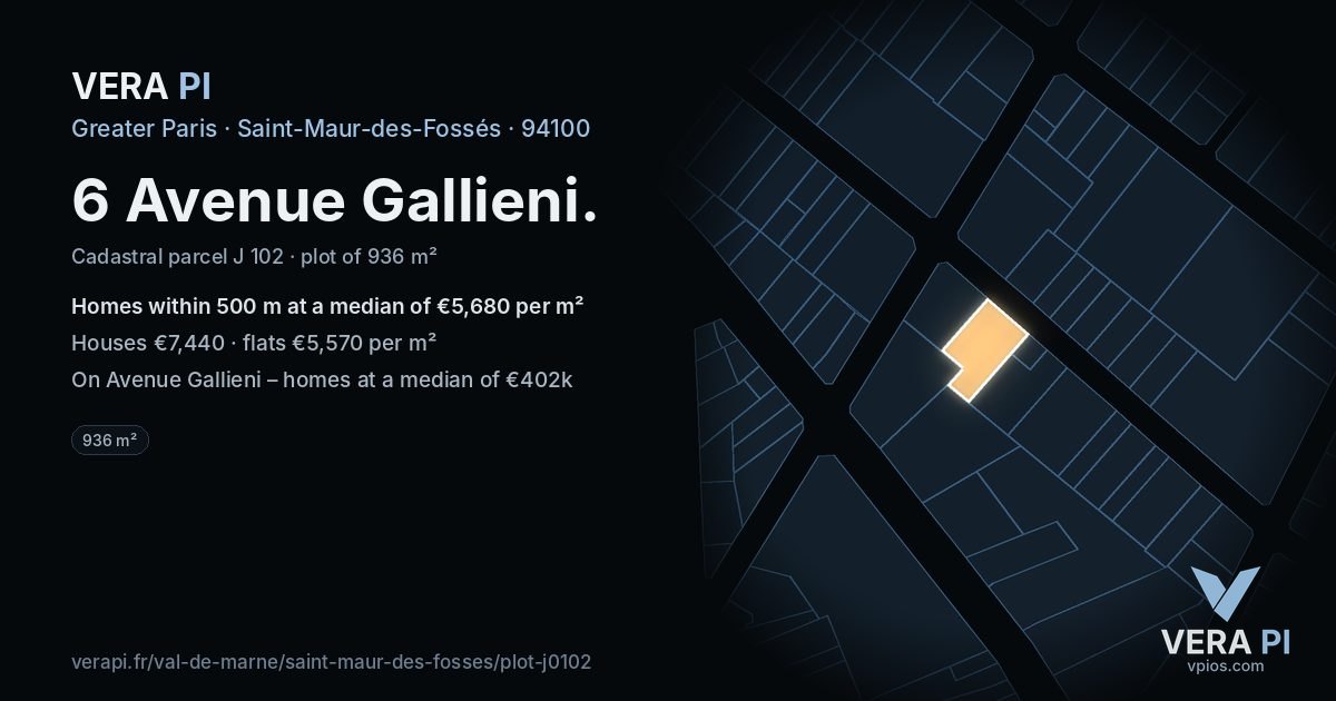 6 Avenue Gallieni, Saint-Maur-des-Fossés at night – the plot lit, the parcels around coloured by the prices near them